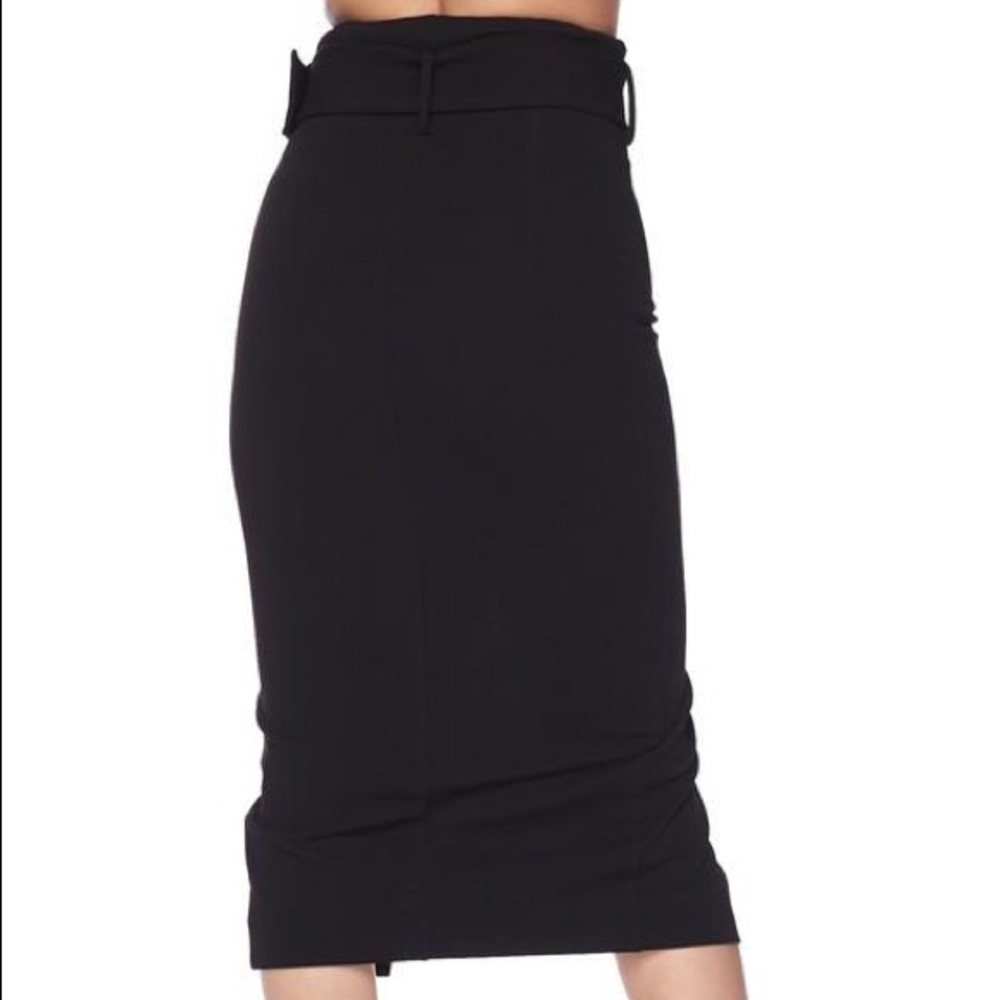 LAST ONE High Waist Belted Front Zipper Midi Skirt - Picture 5 of 8